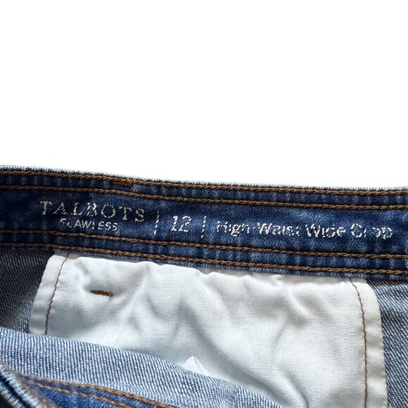 Talbots Jeans Womens Sz 12 Blue Flawless High Waist Rise Wide Crop Boho - Picture 5 of 15